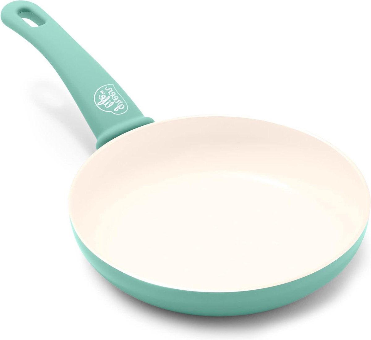 Gezonde keramische koekenpan met antiaanbaklaag - 20 cm - PFAS-vrij - Voor eieren - Omeletpan - Vaatwasser- en ovenbestendig - Turkoois