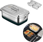 Bento Box with Compartments for Adults - 2000 ml Capacity Stainless Steel Lunch Box with Divider