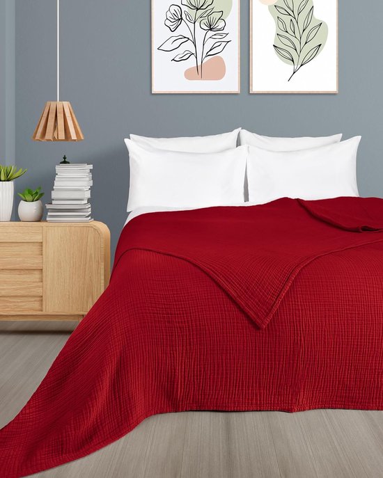 LAYNENBURG Premium mousseline sprei 180 x 220 cm - 100% katoen - extra zachte katoenen deken als knusse deken, bed throw, sofa throw, bank throw - warme bank deken (grijs