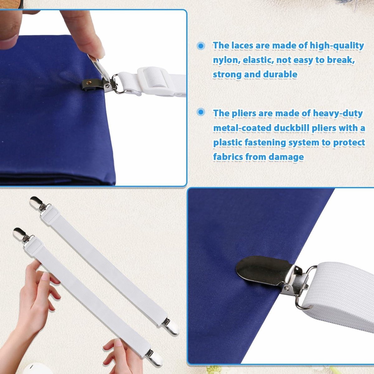 6 Pinces à Nappe Extérieur Avec Sangle Cachée | Anti-Vent Pour Table - BBQ, Pique-Nique & Jardin