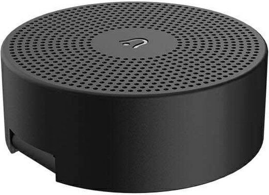 Zwarte, ronde Hyundai Home speaker met geperforeerd rooster.