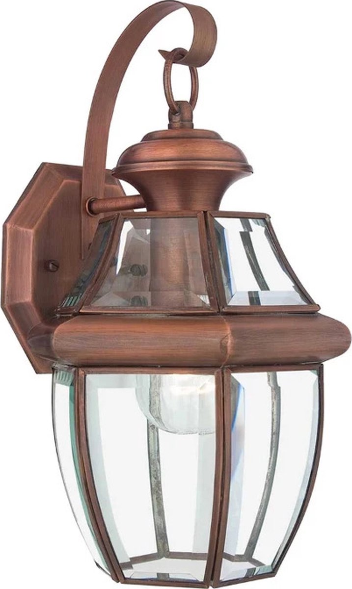 Quoizel LED Wand Buitenlamp Newbury | 1X E27 Max 60W | IP44 | Dimbaar | Lacquered Aged Copper