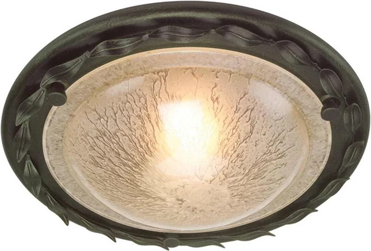 Elstead Lighting LED Plafondlamp Olivia | 1X E27 Max 60W | Dimbaar | Black/Gold Patina
