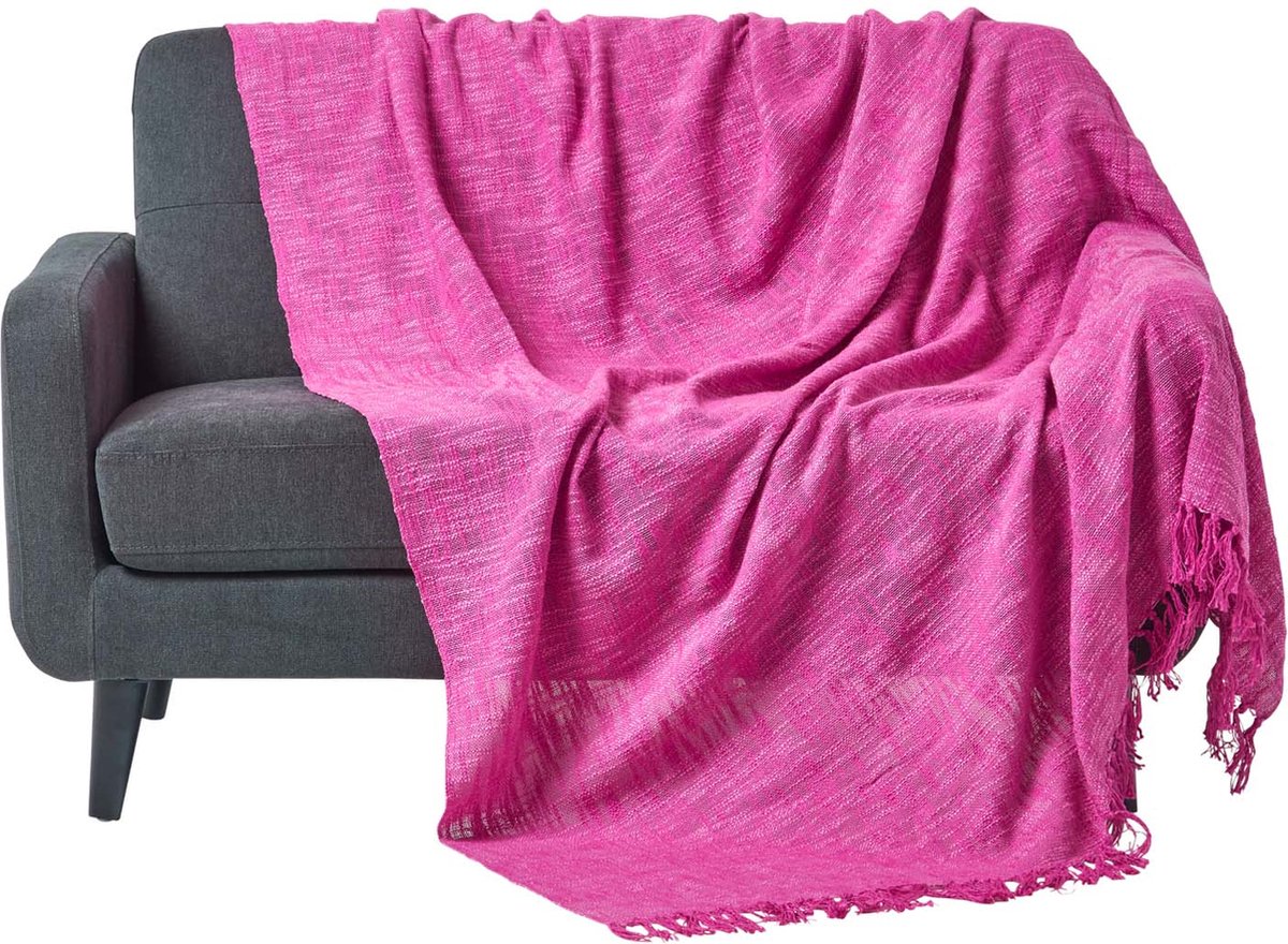 Homescapes Nirvana plaid, 100% katoen, roze, 150 x 200 cm