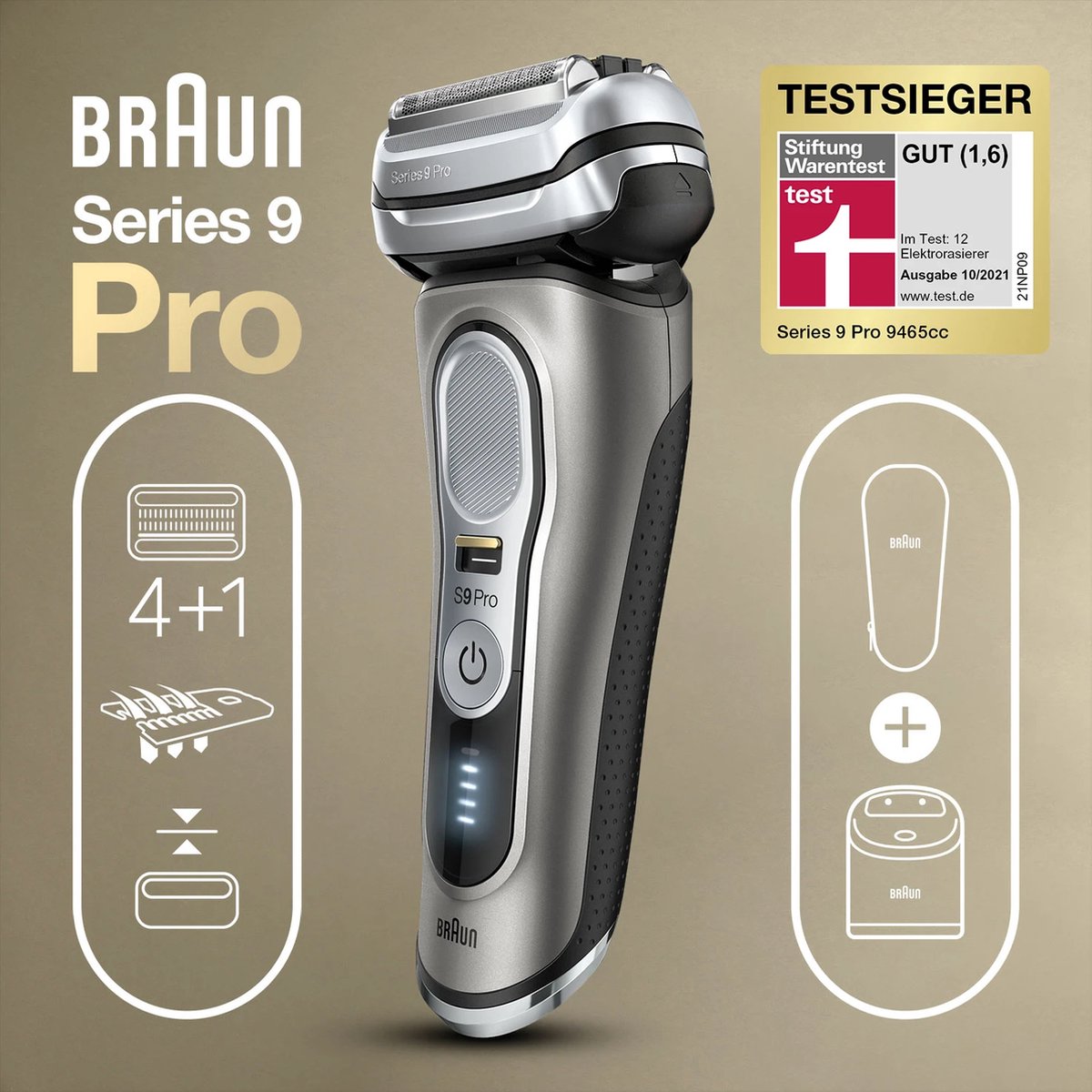 Braun Series 9 Pro 9485cc Scheerapparaat met scheerblad Zwart Zilver LED 0 05 mm Batterij Accu Lithium-Ion (Li-Ion)