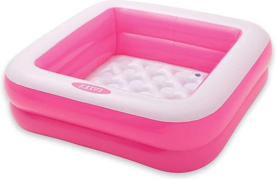 Intex Babypool Play Box Piscine Bébé 86 X 86 X 25 Cm Rose - Pataugeoire Gonflable Confortable