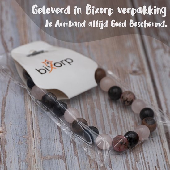 Armband in doorzichtige verpakking met Bixorp logo.