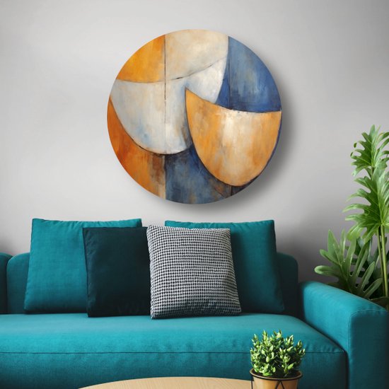 Tableau rond échelle - Tableau ustensiles de cuisine rond - Tableau cercle mural - Décoration murale campagne - Décoration murale ronde - Accessoires salon cercle mural forex 90x90 cm