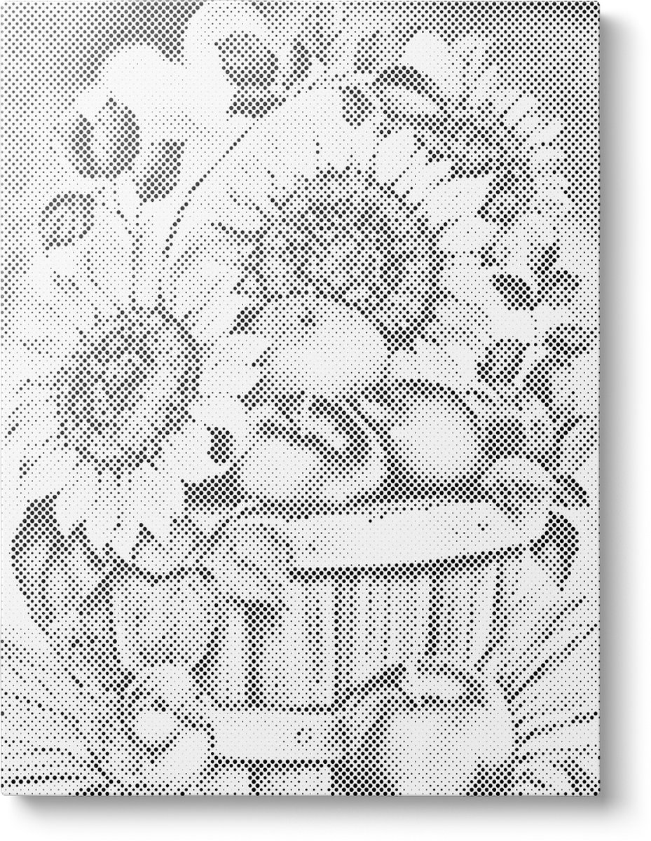 Oh My Dotz Mand met zonnebloemen Dot painting 30x40cm Op frame gespannen Diamond painting & Schilderen op nummer alternatief Stippelschilderij