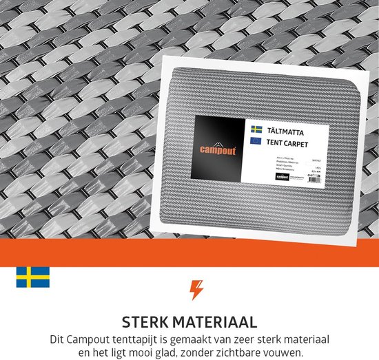 Campout Tenttapijt - 250 x 600cm - Tenttapijt Caravan - Gronddoek Tent - Omkeerbaar - Eenvoudig te reinigen - Schimmelbestendig - Sterk materiaal - UV-bestendig - Aanpasbaar formaat - 450 gram - Grijs gemêleerd van Campout — afbeelding 4