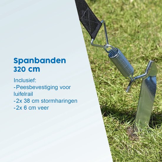 ProPlus Stormbandenset - 3,2 M - Met Peesbevestiging voor Luifelrail - Stormlijnset - Tent Stormkit - Caravan- en camperluifels - Voortenten - Compleet pakket - Incl. stormharingen & veer van ProPlus — afbeelding 2