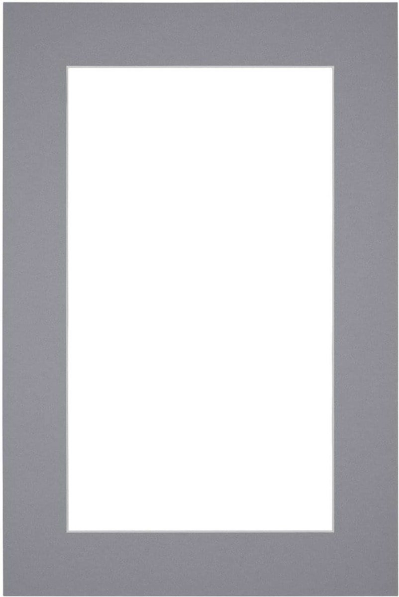 Passe-Partout Fotomaat 10x20 cm - Lijstmaat 20x30 cm - Grijs - Museumkarton - Fotolijst niet inbegrepen