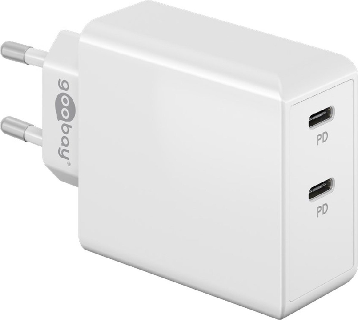 Goobay thuislader met 2 USB-C PD poorten - 36W / wit