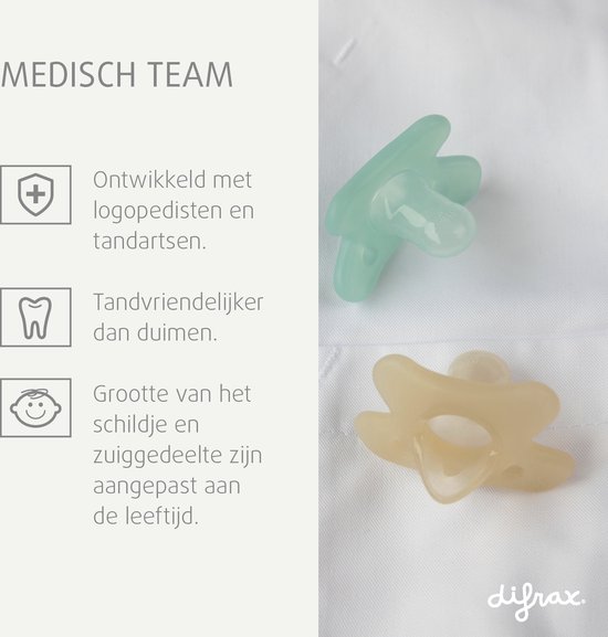 Difrax Pinky Fopspeen Natural - Voor premature baby's - (-2 tot met +2 Maanden) - 2 stuks van Difrax — afbeelding 2