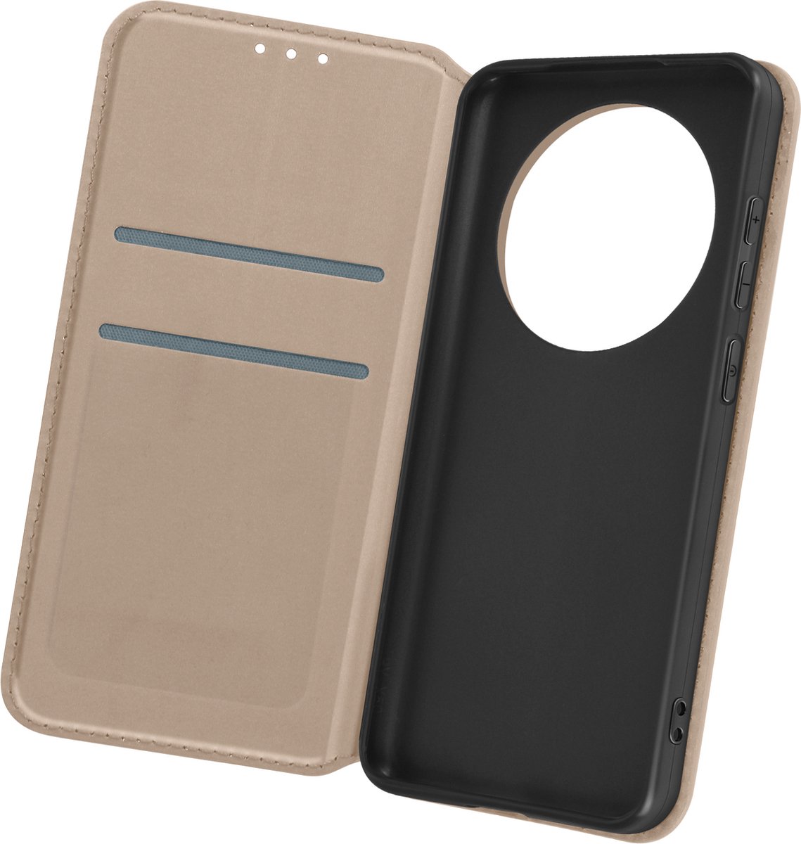 Avizar Foliohoes Geschikt voor Honor Magic 6 Lite Multifunctioneel, Goud