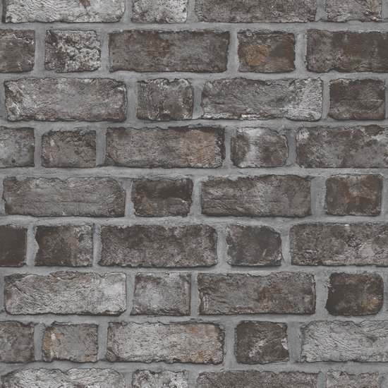Papier peint Homestyle Brick Wall noir et gris