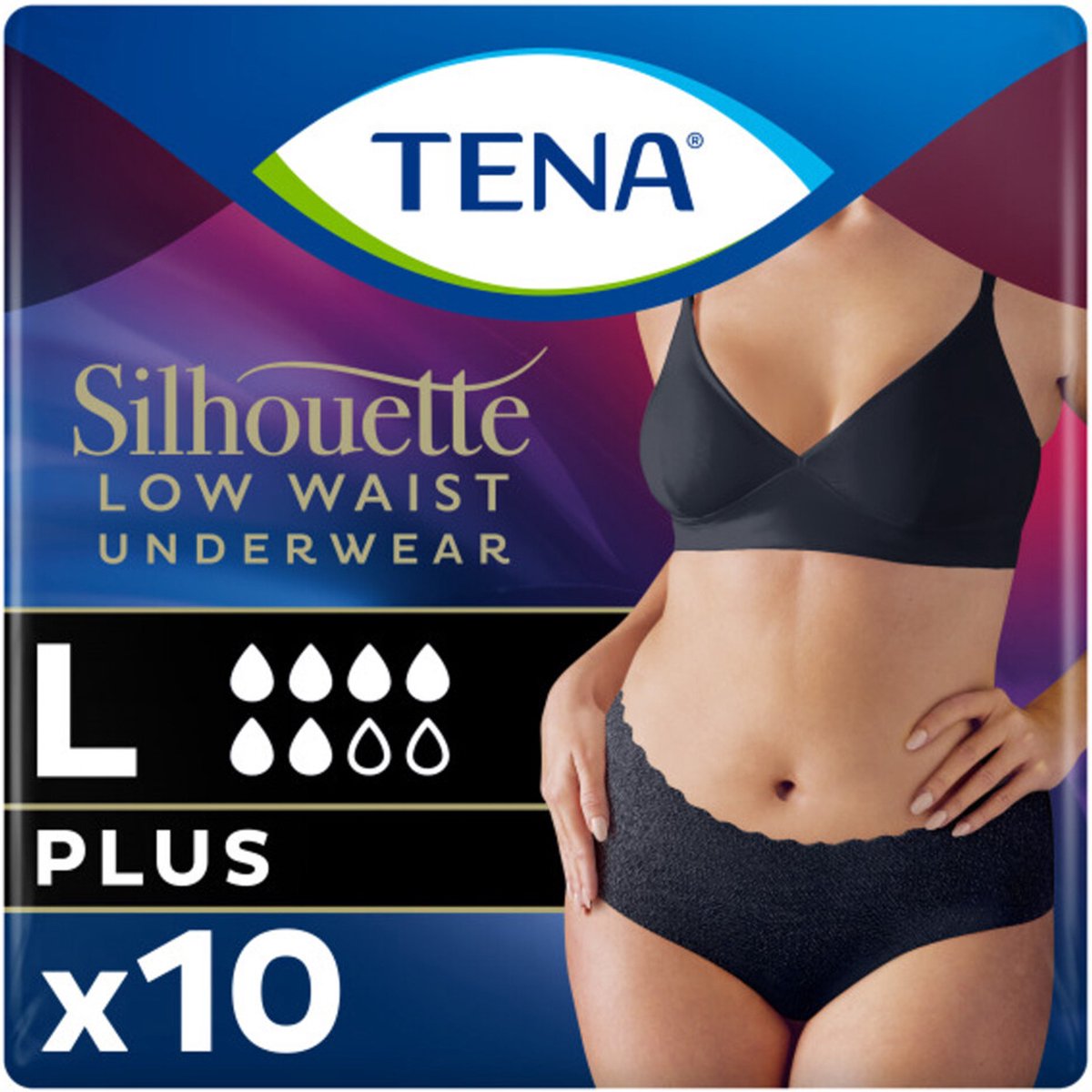 Goedkoopste TENA Pants Silhouette Plus Zwart Lage Taille L 10 stuks