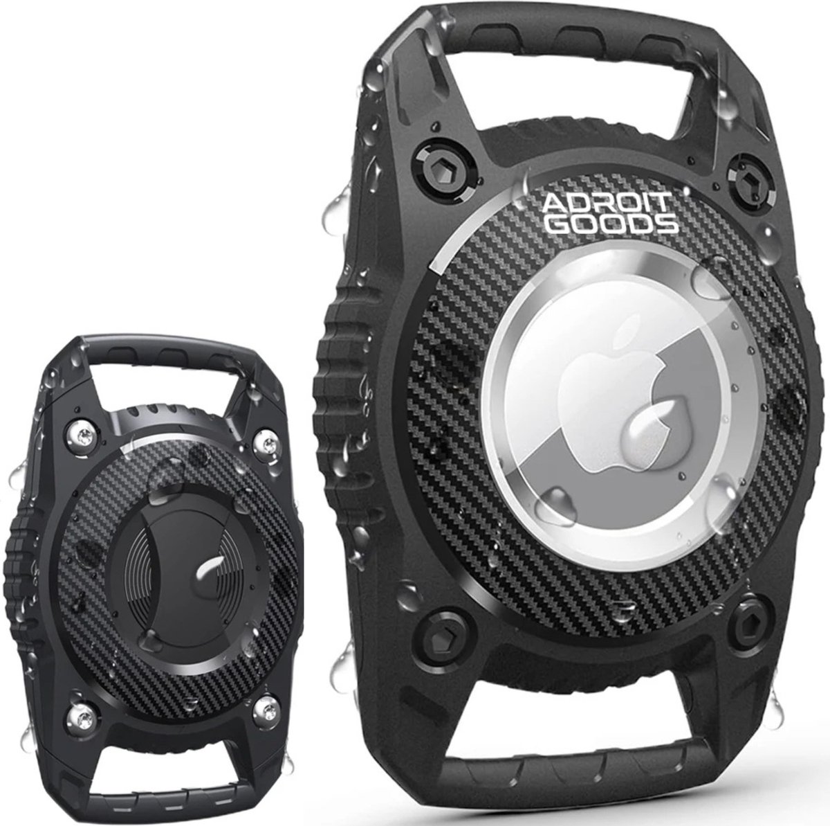 AdroitGoods Militaire Waterbestendige Hoes – Geschikt voor Apple AirTag – Sleutelhanger Houder Case – Zwart