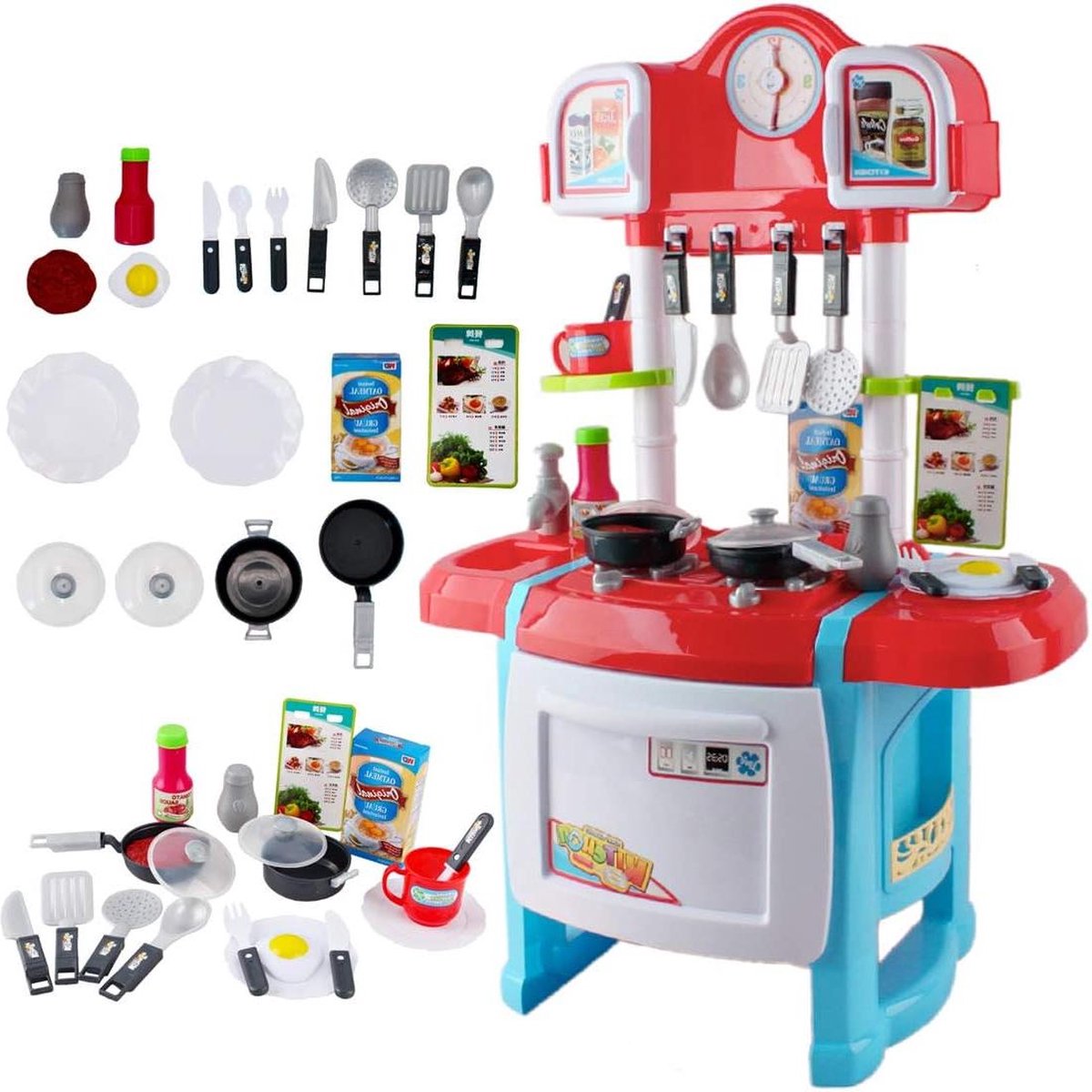 My Little Chef Miniatuur Rollenspel met licht en geluid kinderkeuken 18 accessoires fornuis gootsteen koelkast keuken speelgoed cadeaus jongens meisjes keukengerei kinderen. Speelgoed keuken