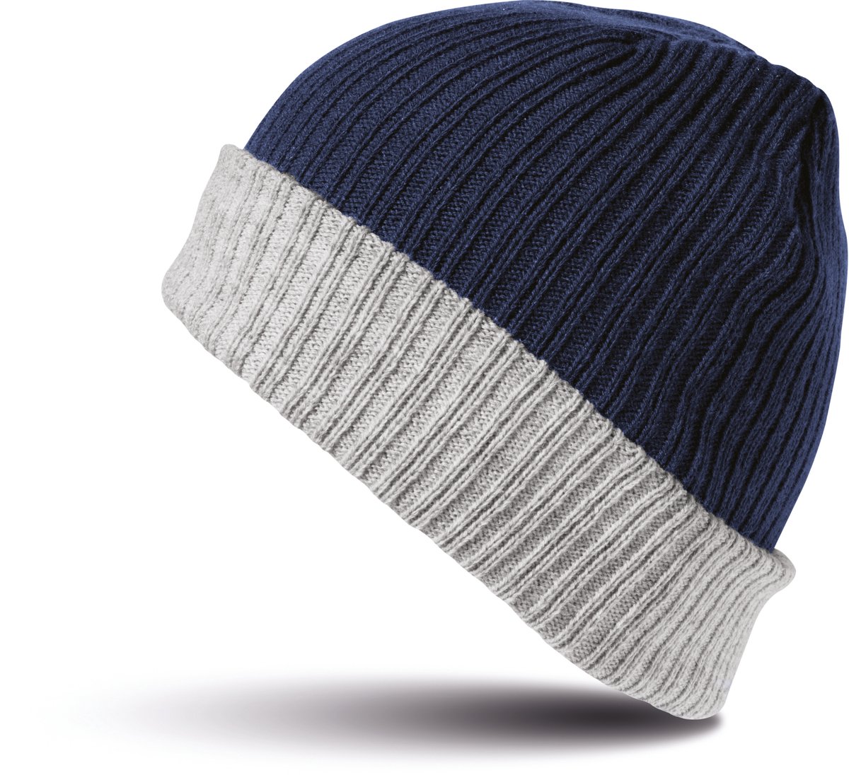 Result Double Layer Knitted Hat RC378 - NAVY/GREY - One size
