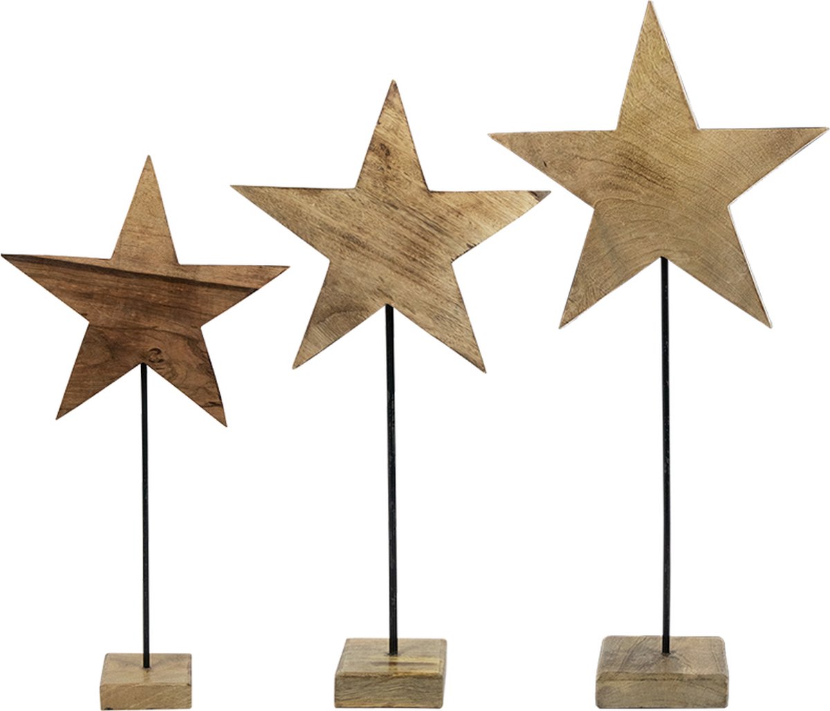 staande ster mango hout 60cm