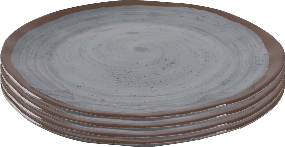Bo-Camp - Ontbijtbord - Halo - 4 Stuks - Melamine - Grijs