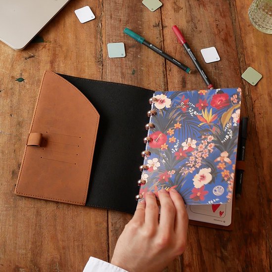 Greenstory GreenBook - Cahier Effaçable - A5 - Ligne & Blanco - Blue Blooming