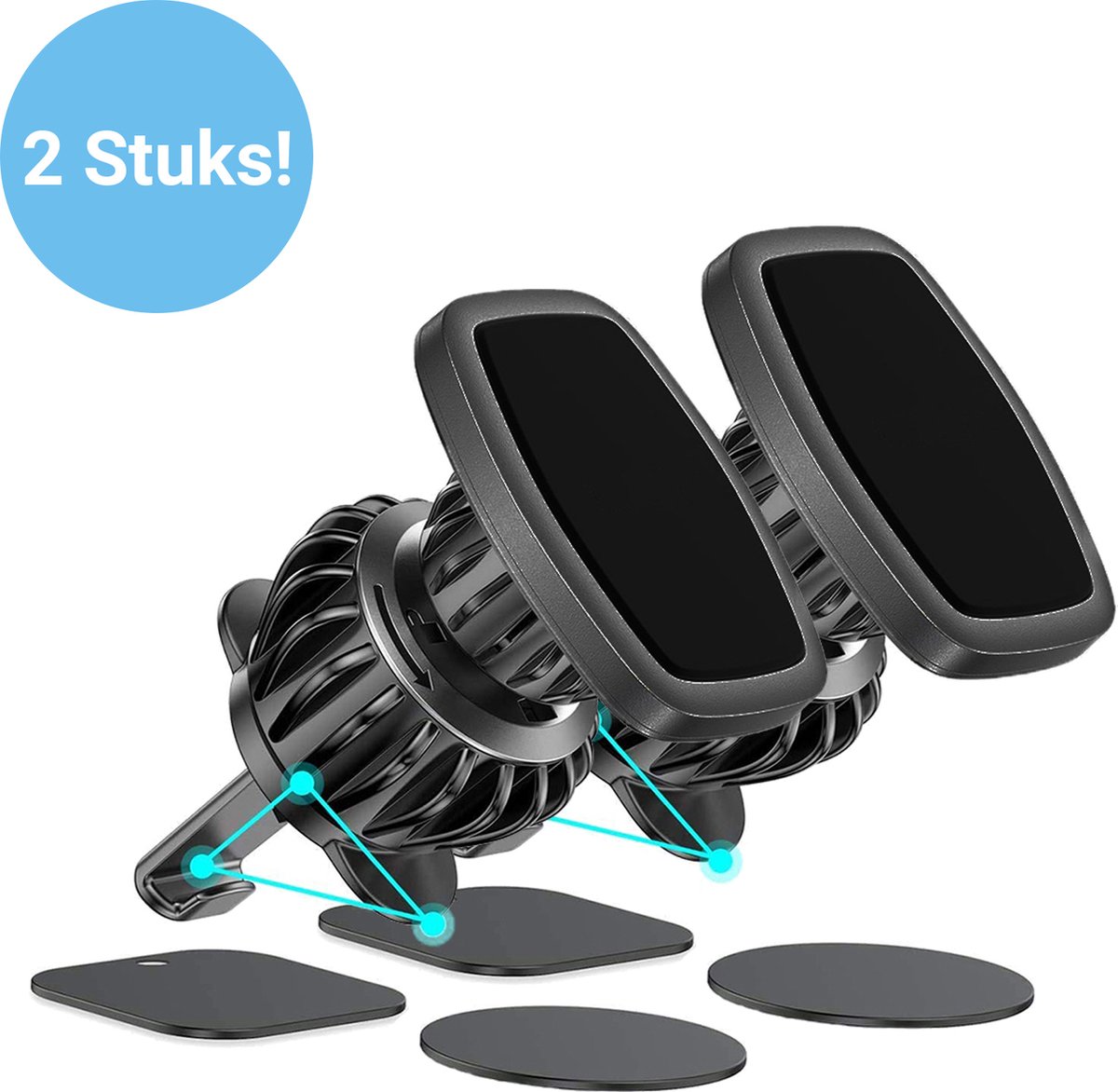 Magnetische Telefoonhouder Auto Ventilatie - Sterke Magneet - Offroad & Drempel Proof - Haakclip Beschermt Ventilatierooster - Mobiel Houder - Autohouder - Auto Accessoires - 2 Stuks