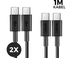 USB-C naar USB C Kabel - Geschikt voor Samsung - 1.2 Meter USB-C Oplader Kabel - Zwart - 2 stuks - WiseQ