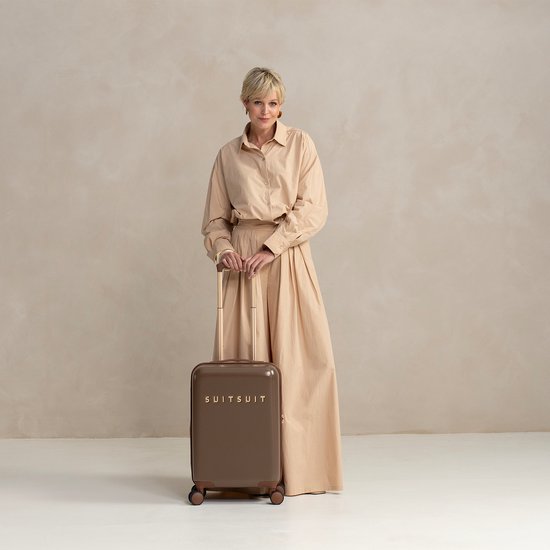 SUITSUIT Handbagage koffer 55x35x20 - Handbagage trolley - Lichtgewicht koffer - Reiskoffer - Veilig TSA cijferslot - Fab Seventies koffer Cocoa Brown - Bruin