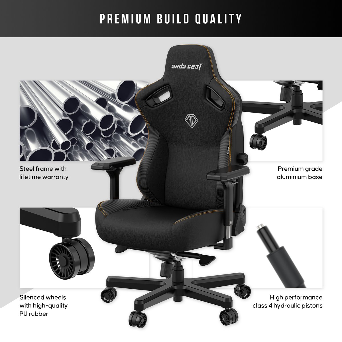 Andaseat Kaiser 3 Gamingstoel Ergonomisch Zwart - afbeelding 3