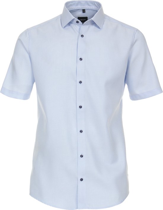 Chemise VENTI modern fit - manches courtes - dobby - bleu - Sans repassage - Taille col : 47