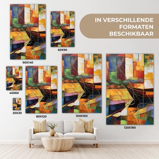 Peinture sur toile 60x90 cm - Décoration murale Abstrait - Art - Bateau - Couleurs - Décoration murale murale salon - Décoration chambre - Accessoires de chambre - Peintures