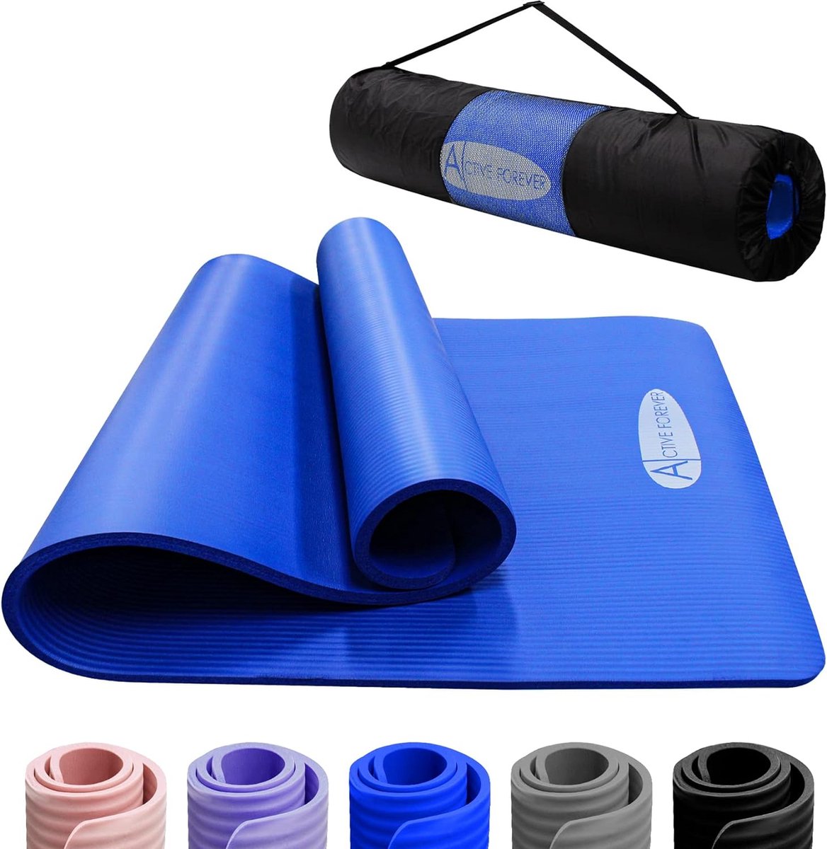 Yogamat voor vrouwen en mannen, NBR-schuim, yogamat voor vrouwen en mannen, hoge dichtheid, antislip, oefenmat met vrije reistas, draagtas, voor yoga, pilates, hit, thuis, workouts en gym (roze)