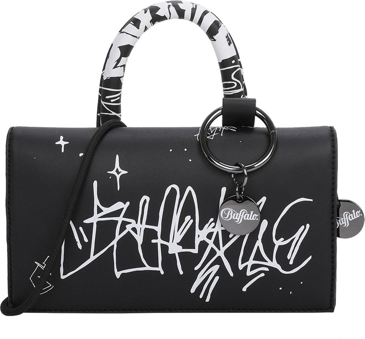 BUFFALO Handtas Schoudertas Muse On String Crossbody Bag Graffiti Zwart