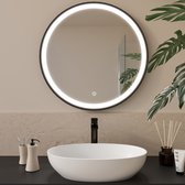 LOMAZOO Badkamerspiegel met Verlichting Zwart - Spiegel met Verlichting - Badkamer spiegel - 70 cm Rond [BOLOGNA]