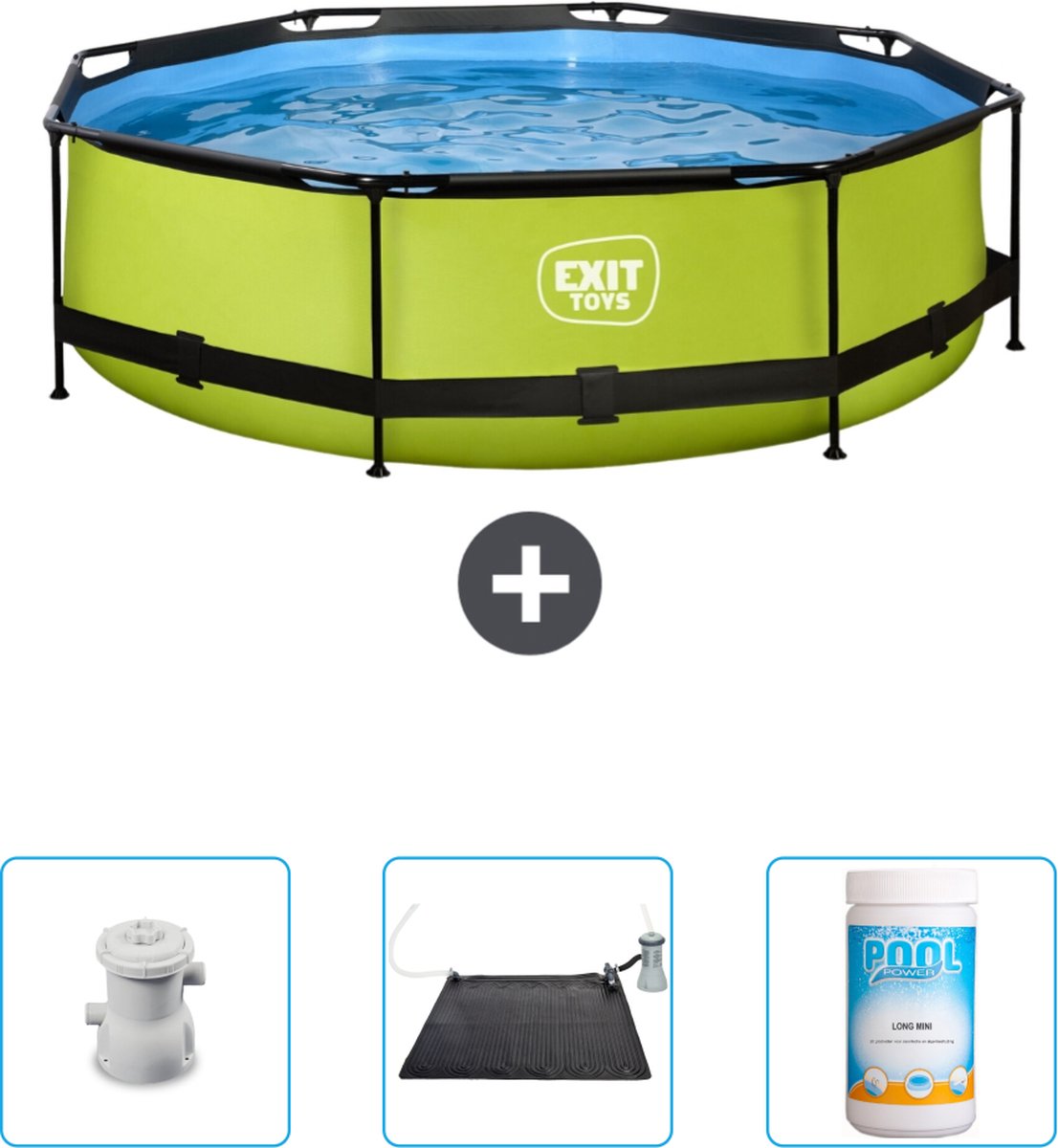 EXIT Rond Lime Frame Zwembad – 300 x 76 cm – Inclusief Pomp – Solar Mat – Chloor – Nu extra voordelig EXIT Rond Lime Frame Zwembad – 300 x 76 cm – Inclusief Pomp – Solar Mat – Chloor – Nu extra voordelig