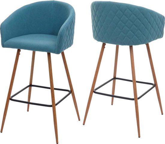 HOMCOM set van 2 barkrukken met voetsteun, retrodesign, comfortabel, 42