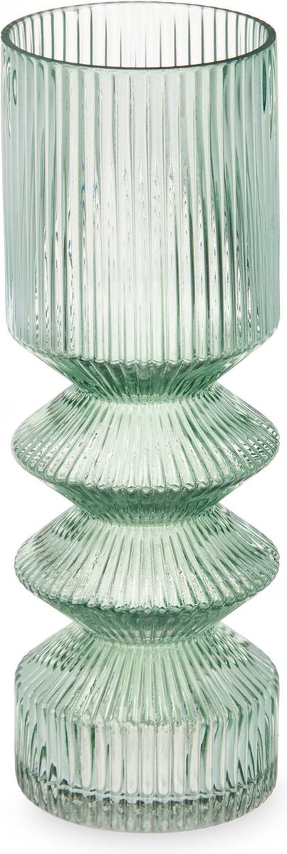 Vaas van geribbeld glas, 8 x 23 cm