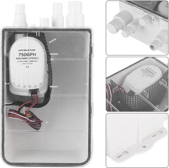 Yctze DC 12 V/24 V Marine Boot Douche Sump Pomp 750 GPH Automatische Schakelaar Bilge Afvoerdoos Multi Inlaat G750-01 (24 V Yctze DC 12 V/24 V Marine Boot Douche Sump Pomp 750 GPH Automatische Schakelaar Bilge Afvoerdoos Multi Inlaat G750-01 (24 V