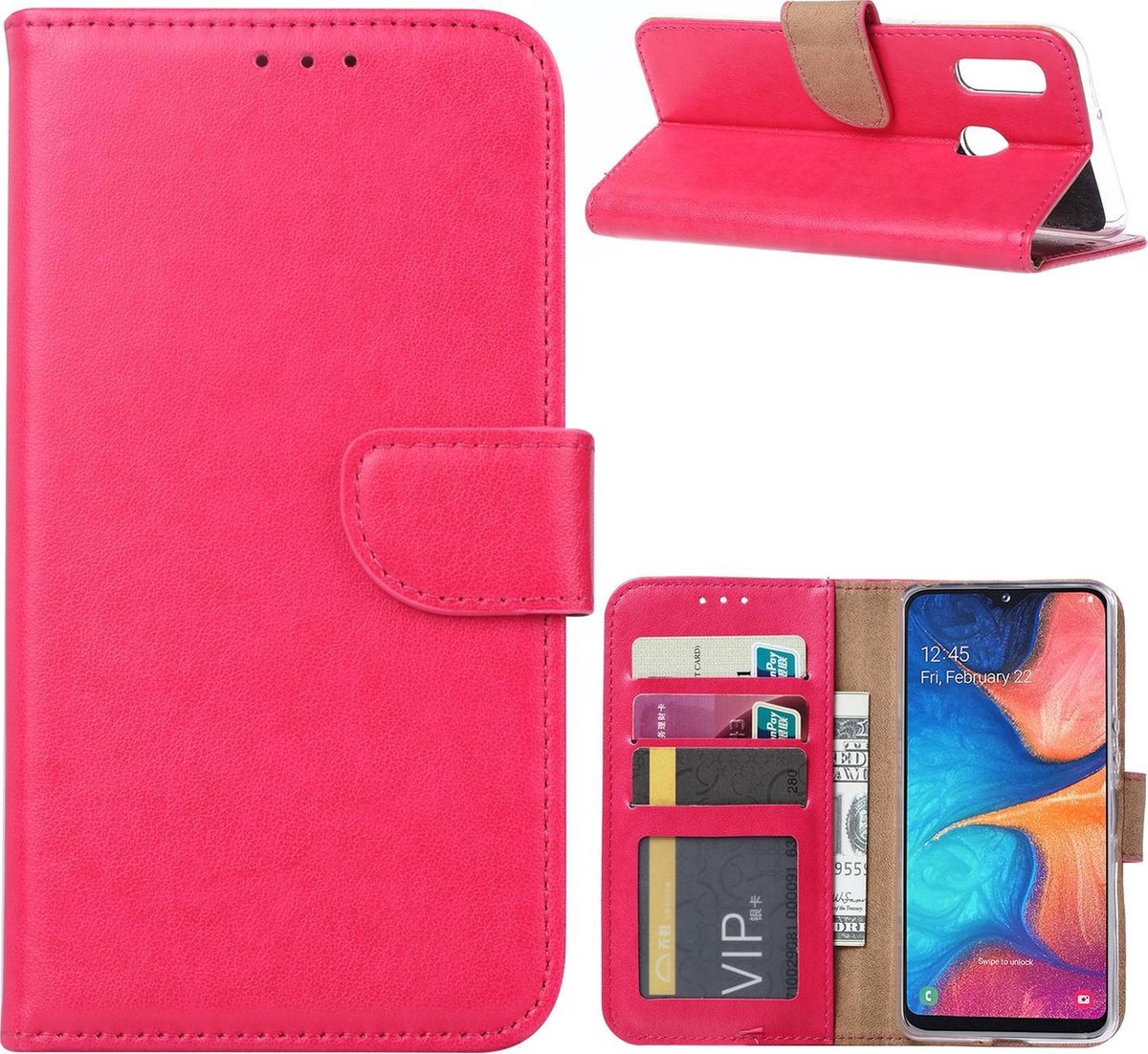 Samsung Galaxy A10e Hoesje Roze met Pasjeshouder