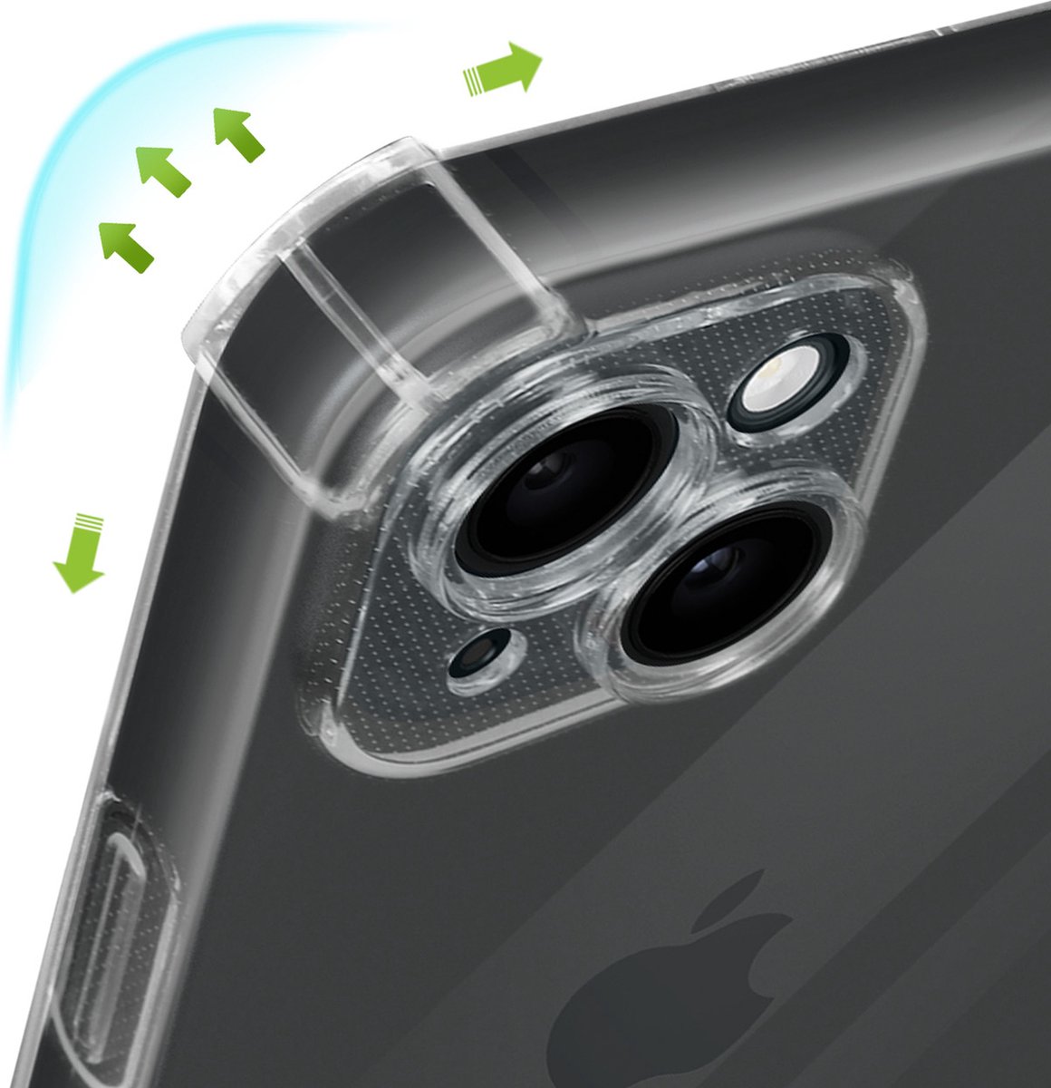 Mayaxess, Hoes Geschikt voor Apple iPhone 15 Silicone bumper Versterkte hoeken, Transparant