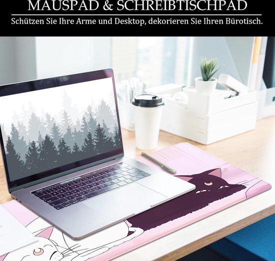VYEUIAO Groene gaming muismat kat bureauonderlegger 800x300mm XL muismat schattige grote muismat, computer pc professionele gamer-muismat, Kawaii toetsenbord pad