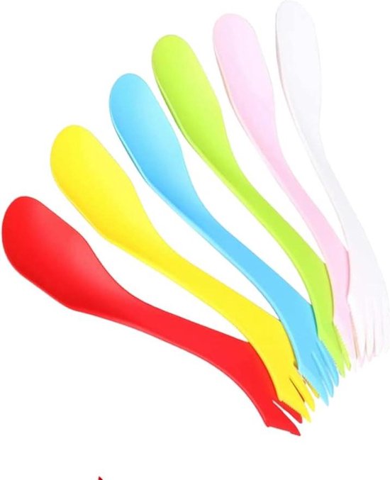 12 Stuks Kleurrijke Sporks – Herbruikbare Camping Bestekset, Lichtgewicht, Met Kartelrand, Ideaal Voor Reis, Picknick En School