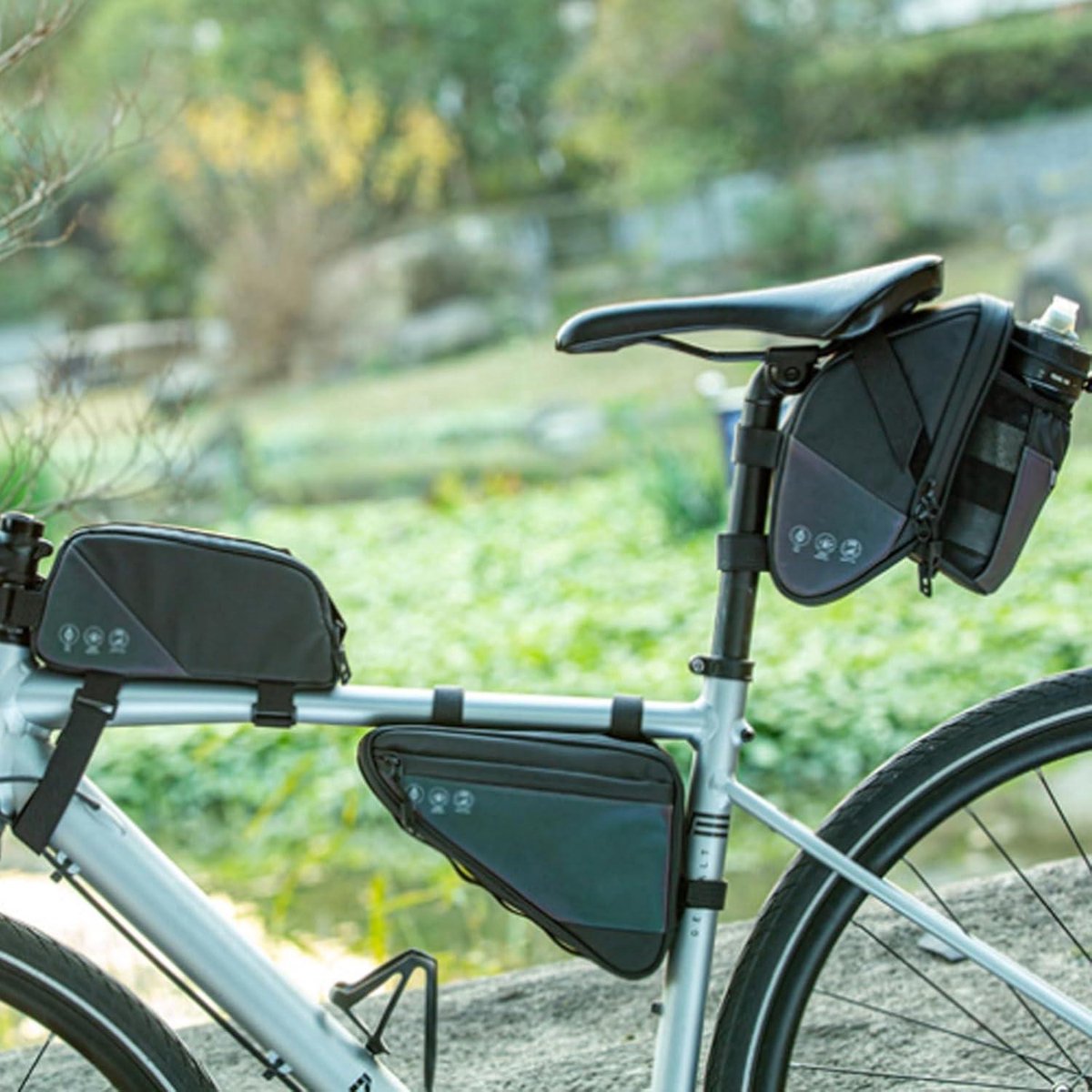 15 l waterdichte racefiets zadeltas met reflecterende flessenhouder - krasbestendig - voor MTB racefiets vouwfiets outdoor fietsen - zwart