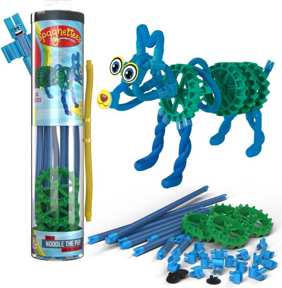 Spaghetteez - Noodle The Pup - Flexibele Bouwstaafjes - Speelgoed 5,6,7,8 Jaar Jongens en Meisjes- Constructie Speelgoed- Montessori Speelgoed- Educatief Speelgoed