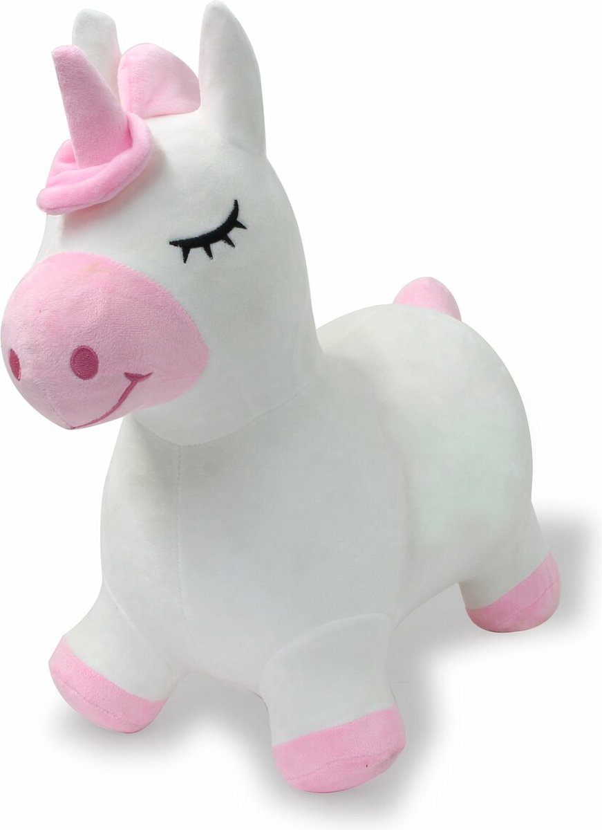 Jamara Skippybal - 466002 Skippydier Eenhoorn Wit Roze Pluche Junior met Pomp — afbeelding 10