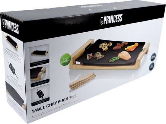 Princess Table Chef Pure Black - Grill & Bakplaat - 50x25 cm