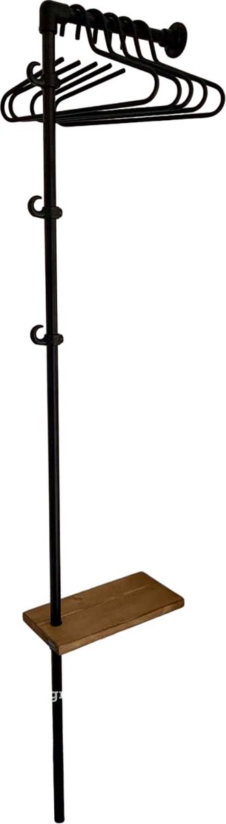 Design85 Kapstok Wand 50×205 cm Industrieel Steigerbuis & Bruine Wax Plank “Moedig"