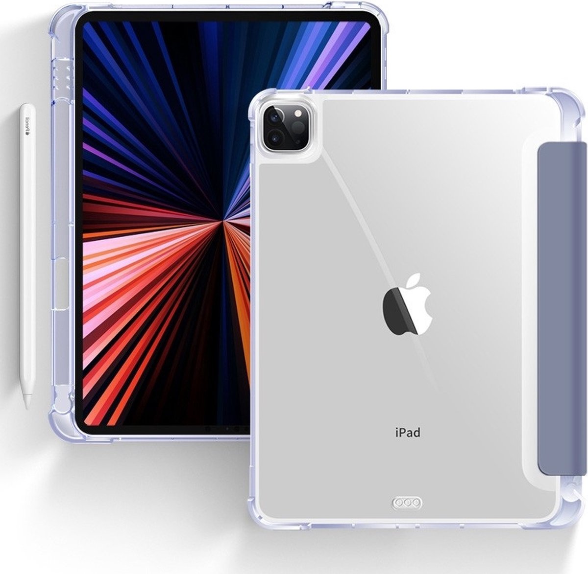 Mobiq Tablet Hoes - geschikt voor iPad Pro 11 inch (2022/2021/2020) Generatie 2/3/4 - Clear Back Trifold Bookcase Hoesje